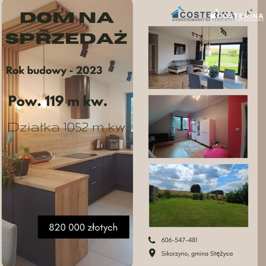 kartuski, Stężyca, Sikorzyno, Dom na sprzedaż